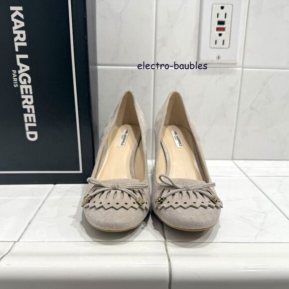 Karl Lagerfeld Paris Women's Suede "Sage" Pump in Stone Color Sz 8.5M NIB - Picture 8 of 10